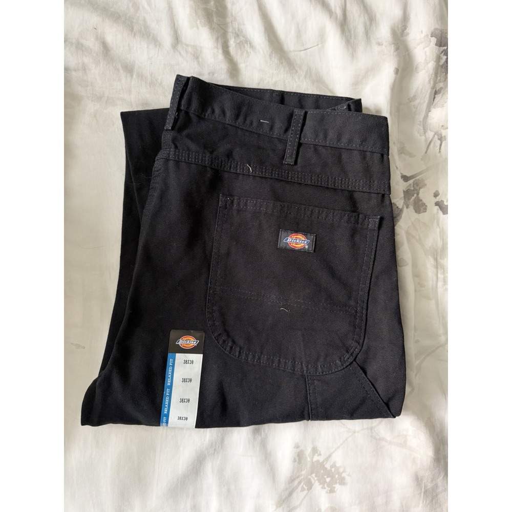 NEW Dickies Carpenter Jeans Relaxed Fit Solid Black Painter Workwear 38 X 30
